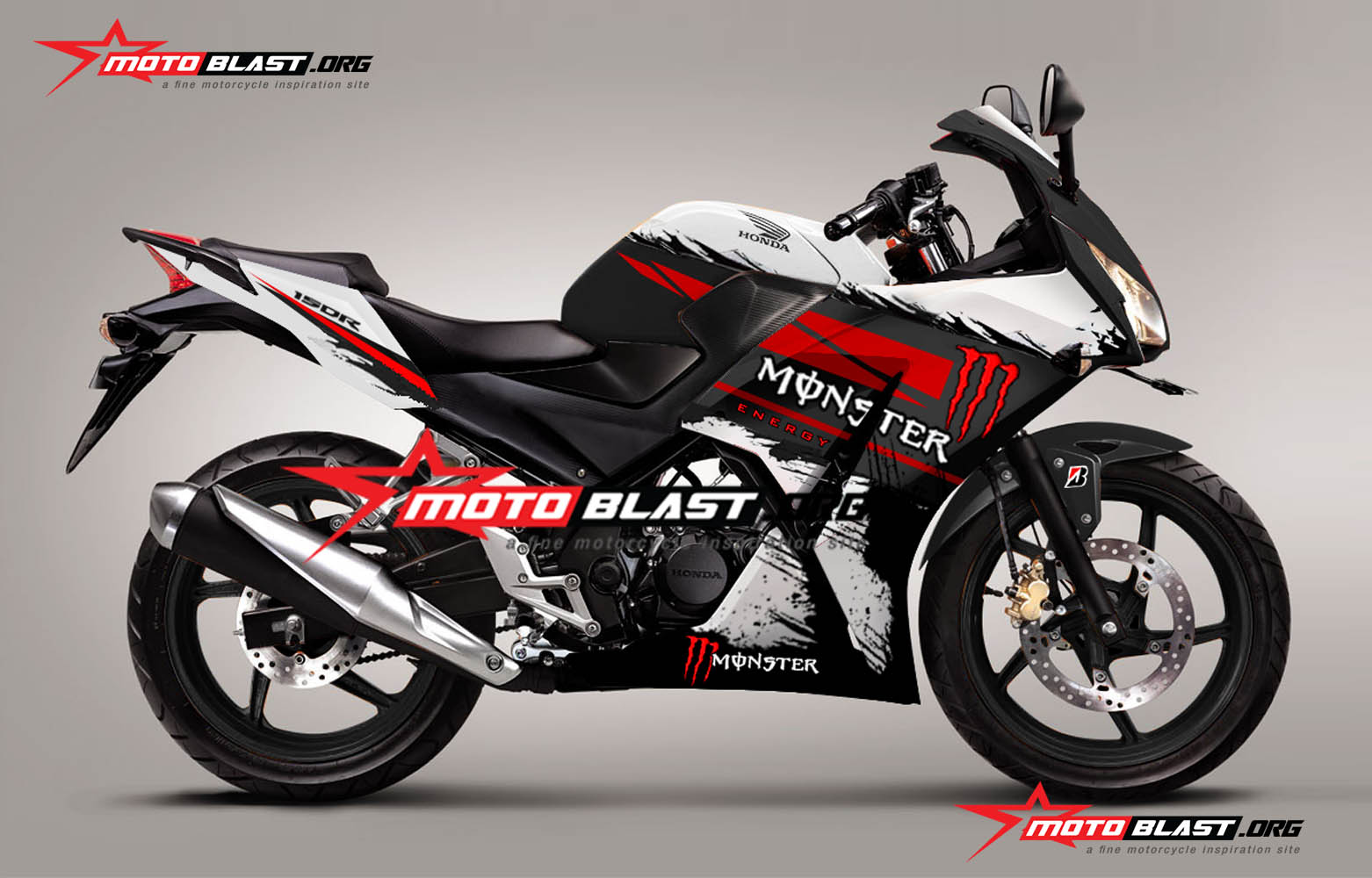 Grafis Inspirasi Modif Striping Honda CBR150R K45 Monster Energy